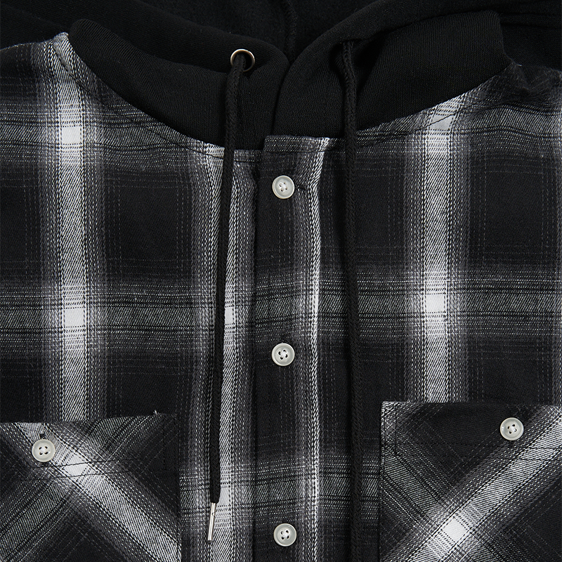 Maturelion Men's Flannel Shirt Spooky Cowboy Hooded Flannel Shirt