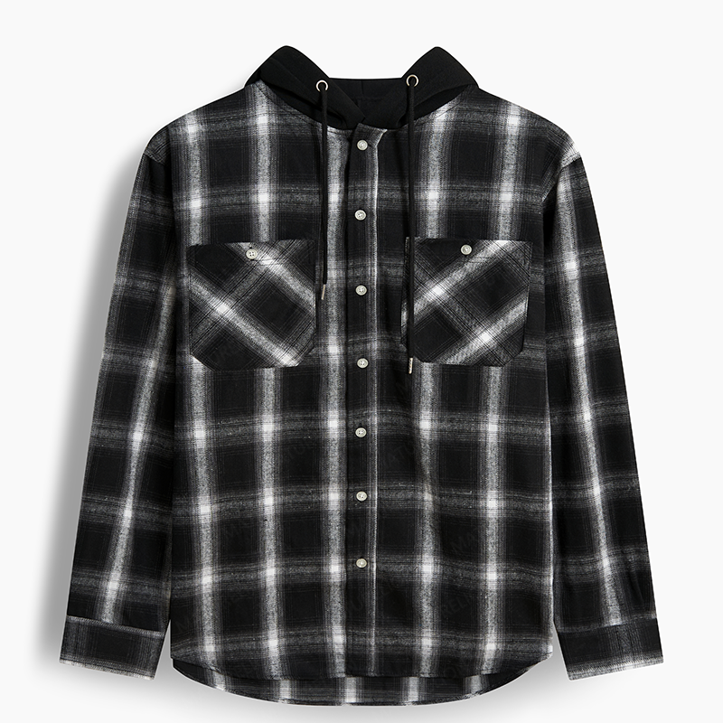 Maturelion Men's Flannel Shirt Spooky Cowboy Hooded Flannel Shirt