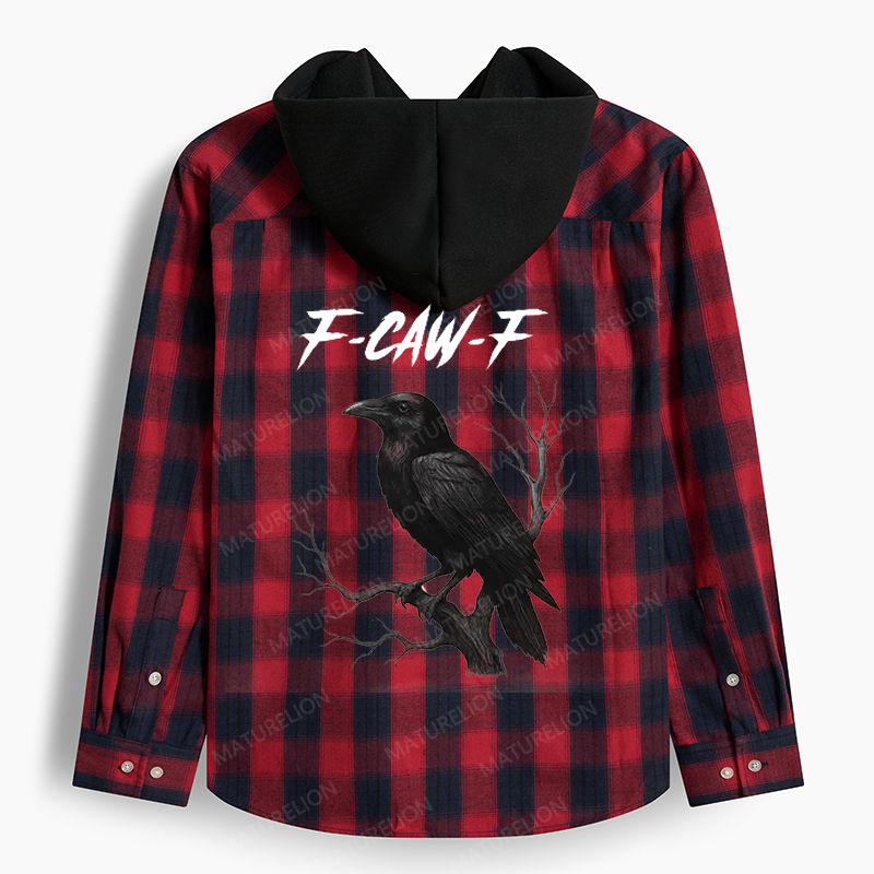 Maturelion Men's Flannel Shirt F-Caw-F Hooded Flannel Shirt