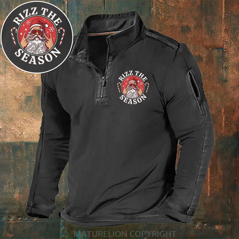 Maturelion Christmas Henley Shirt Rizz the Season Merry Rizzmas Christmas Henley Shirt