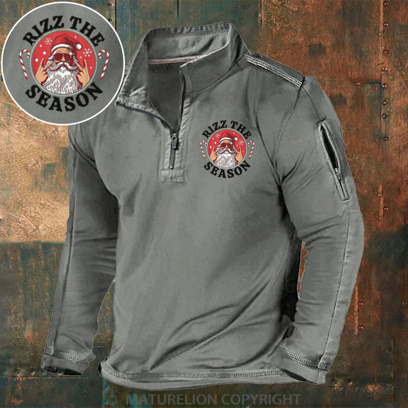 Maturelion Christmas Henley Shirt Rizz the Season Merry Rizzmas Christmas Henley Shirt