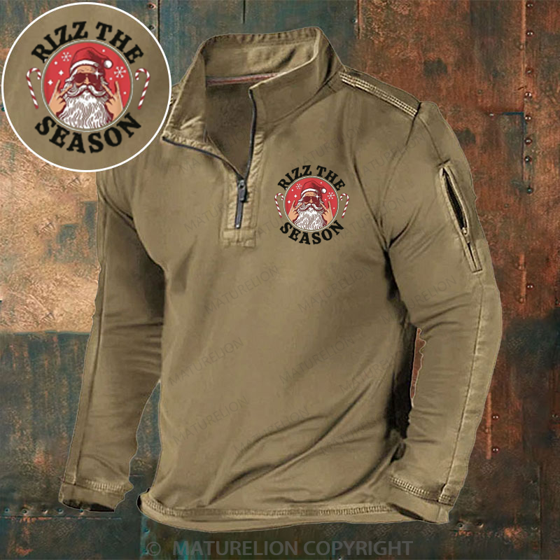 Maturelion Christmas Henley Shirt Rizz the Season Merry Rizzmas Christmas Henley Shirt