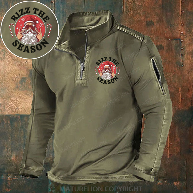 Maturelion Christmas Henley Shirt Rizz the Season Merry Rizzmas Christmas Henley Shirt