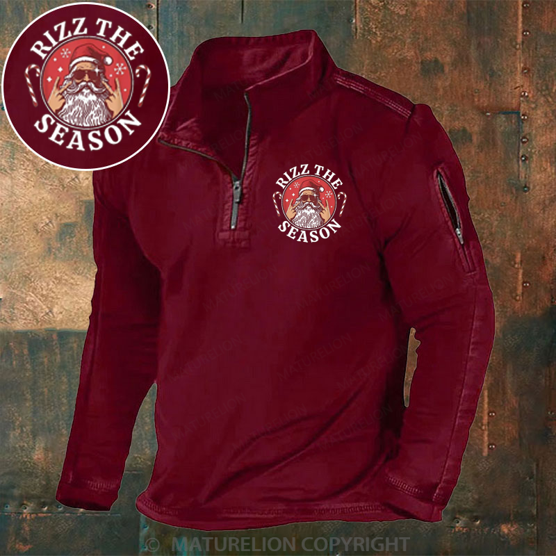 Maturelion Christmas Henley Shirt Rizz the Season Merry Rizzmas Christmas Henley Shirt