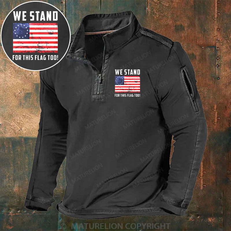Maturelion Men's Henley Shirt Betsy Ross Stand For The Flag Henley Shirt