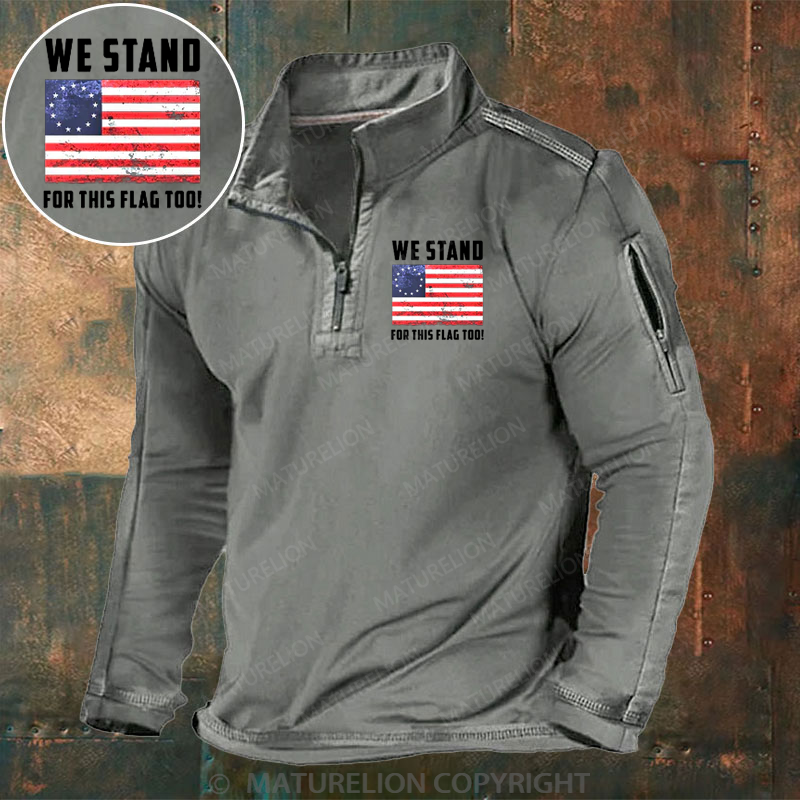 Maturelion Men's Henley Shirt Betsy Ross Stand For The Flag Henley Shirt