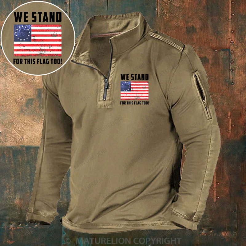 Maturelion Men's Henley Shirt Betsy Ross Stand For The Flag Henley Shirt