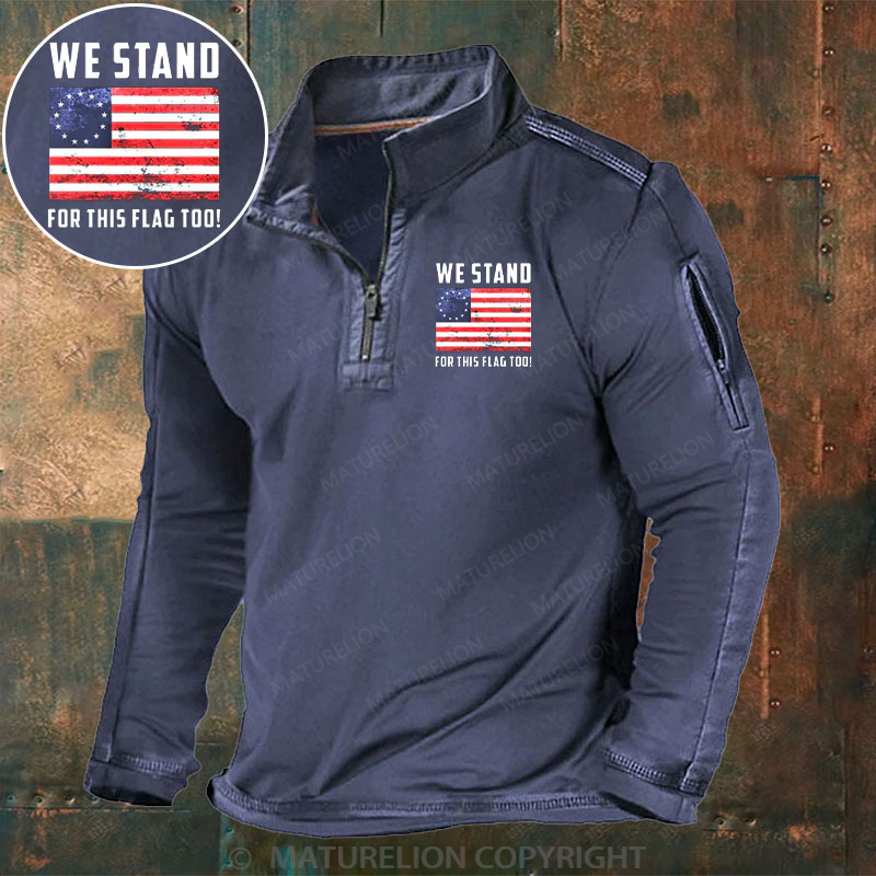 Maturelion Men's Henley Shirt Betsy Ross Stand For The Flag Henley Shirt