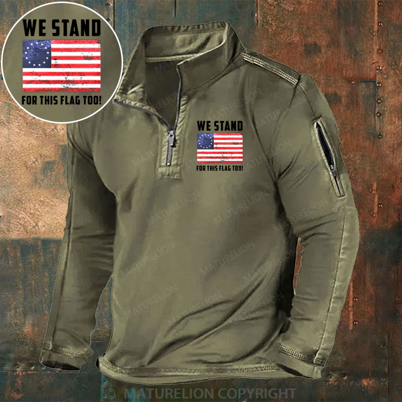 Maturelion Men's Henley Shirt Betsy Ross Stand For The Flag Henley Shirt