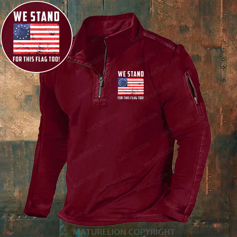 Maturelion Men's Henley Shirt Betsy Ross Stand For The Flag Henley Shirt