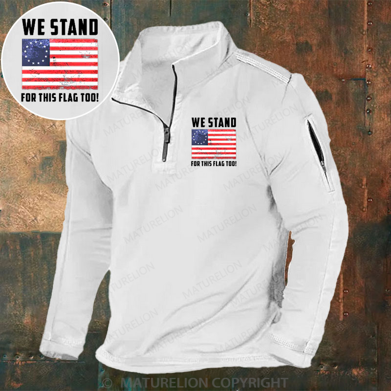 Maturelion Men's Henley Shirt Betsy Ross Stand For The Flag Henley Shirt