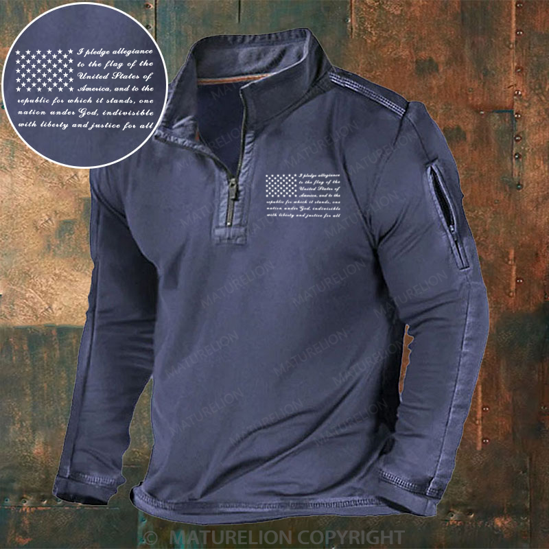 Maturelion Men's Henley Shirt Pledge of Allegiance Henley Shirt