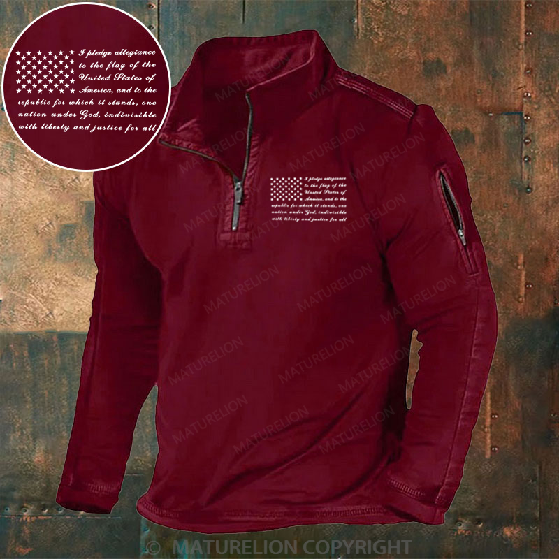 Maturelion Men's Henley Shirt Pledge of Allegiance Henley Shirt
