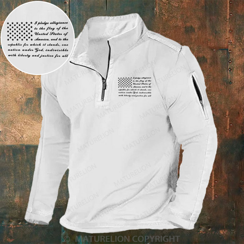 Maturelion Men's Henley Shirt Pledge of Allegiance Henley Shirt