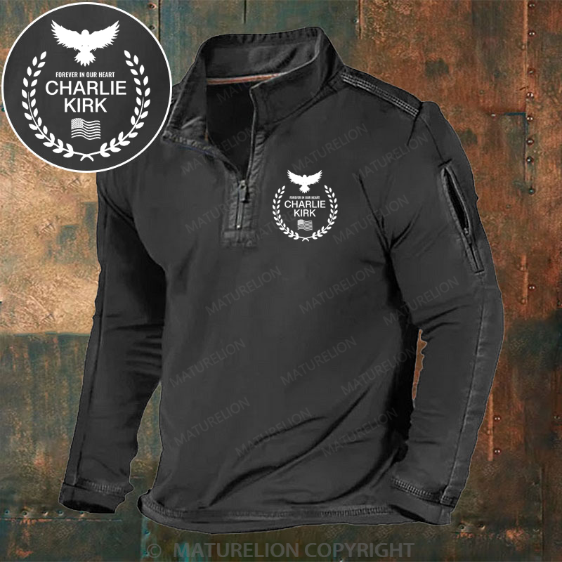 Maturelion Men's Henley Shirt Forever in Our Hearts Charlie Kirk Henley Shirt