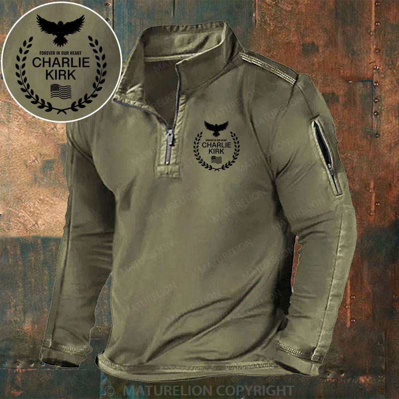 Maturelion Men's Henley Shirt Forever in Our Hearts Charlie Kirk Henley Shirt
