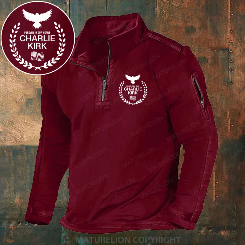 Maturelion Men's Henley Shirt Forever in Our Hearts Charlie Kirk Henley Shirt