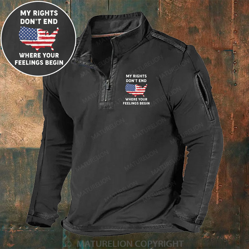 Maturelion Men's Henley Shirt My Rights Don't End Where Your Feelings Begin Henley Shirt
