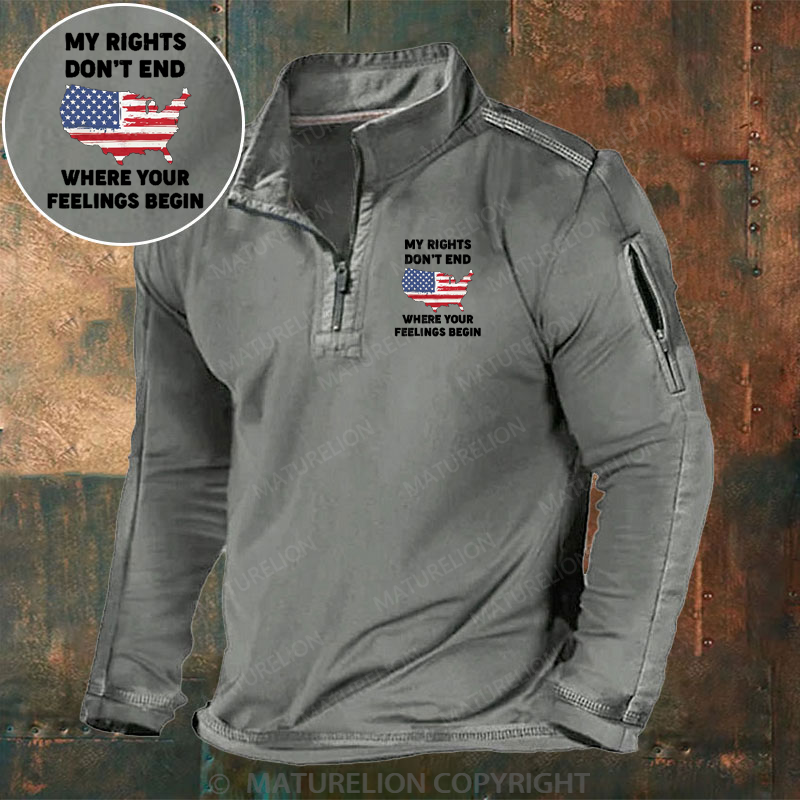 Maturelion Men's Henley Shirt My Rights Don't End Where Your Feelings Begin Henley Shirt
