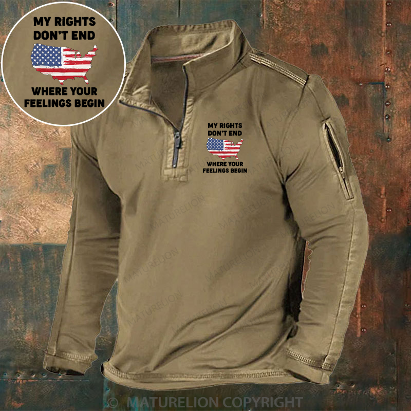 Maturelion Men's Henley Shirt My Rights Don't End Where Your Feelings Begin Henley Shirt