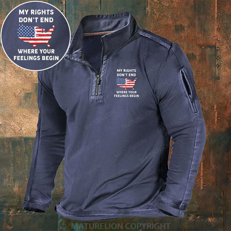 Maturelion Men's Henley Shirt My Rights Don't End Where Your Feelings Begin Henley Shirt