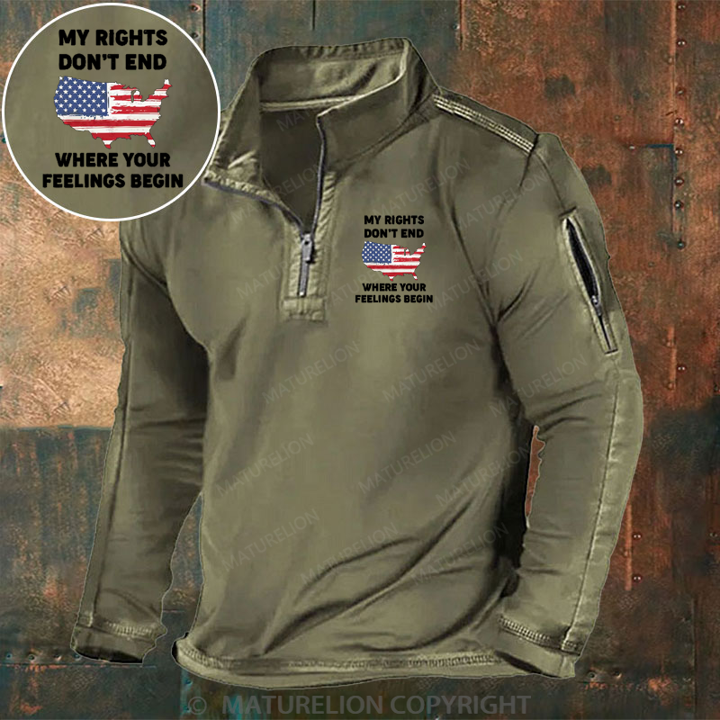 Maturelion Men's Henley Shirt My Rights Don't End Where Your Feelings Begin Henley Shirt