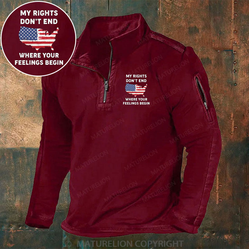 Maturelion Men's Henley Shirt My Rights Don't End Where Your Feelings Begin Henley Shirt