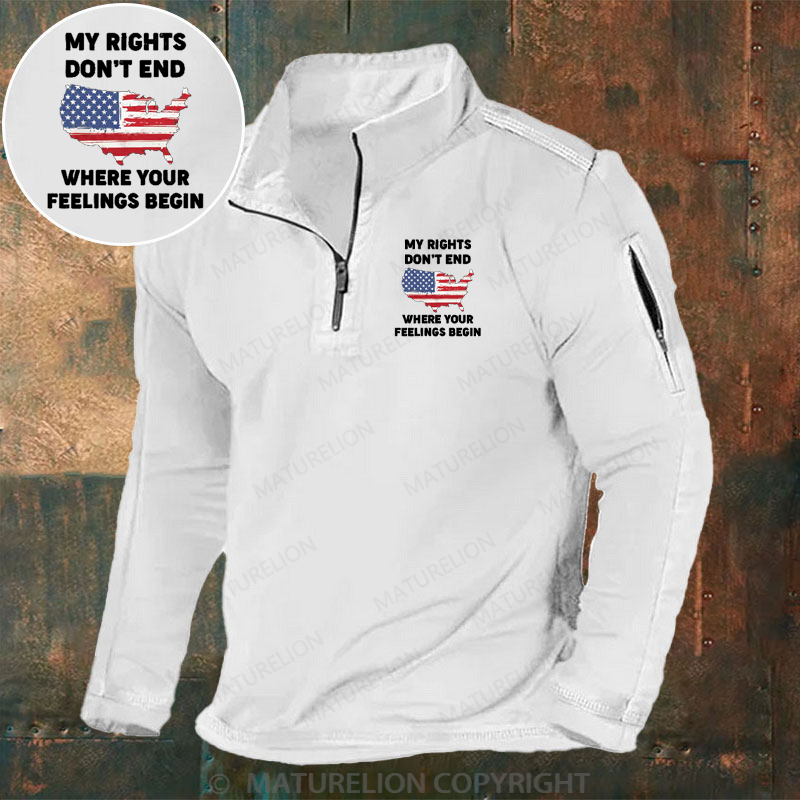 Maturelion Men's Henley Shirt My Rights Don't End Where Your Feelings Begin Henley Shirt