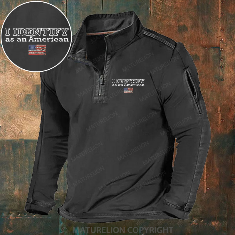 Maturelion Men's Henley Shirt I Identify as an American Henley Shirt