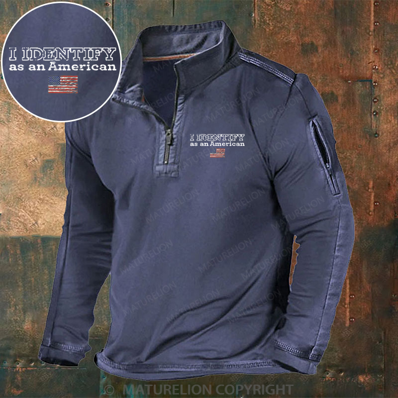 Maturelion Men's Henley Shirt I Identify as an American Henley Shirt