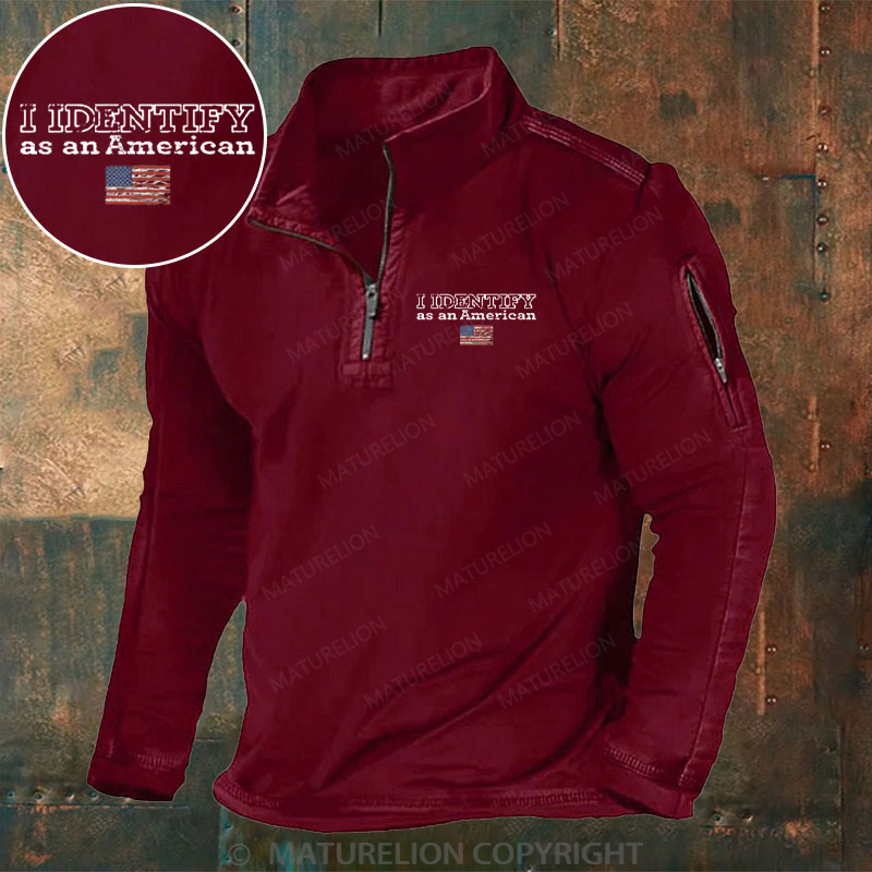 Maturelion Men's Henley Shirt I Identify as an American Henley Shirt