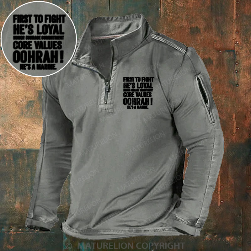 Maturelion Men's Henley Shirt First to Fight Henley Shirt