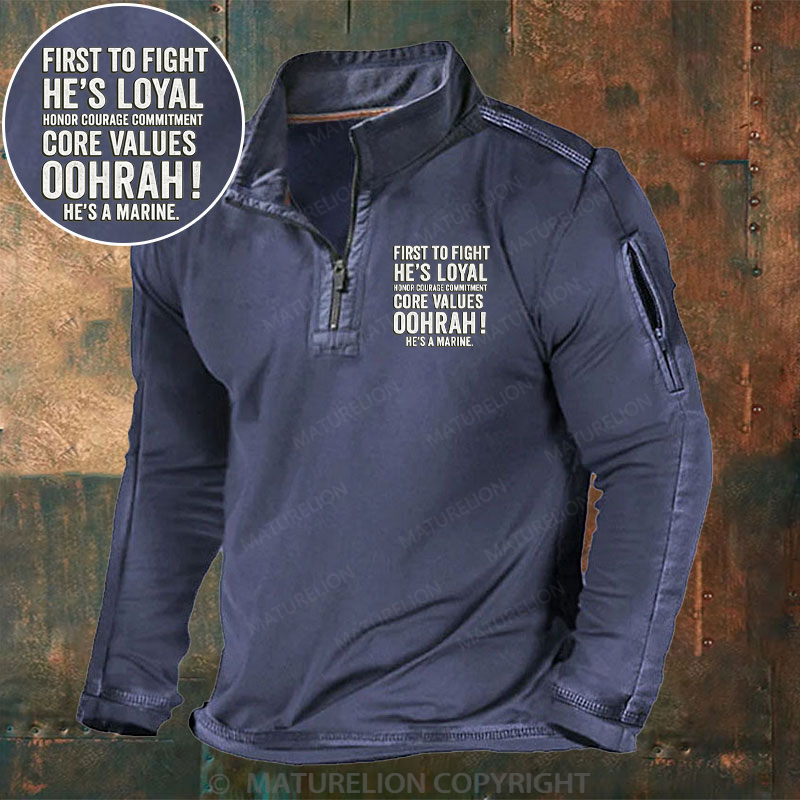 Maturelion Men's Henley Shirt First to Fight Henley Shirt