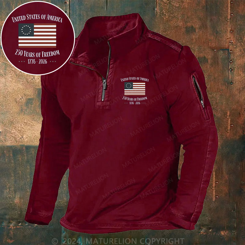 Maturelion Men's Henley Shirt America 250th Anniversary Henley Shirt