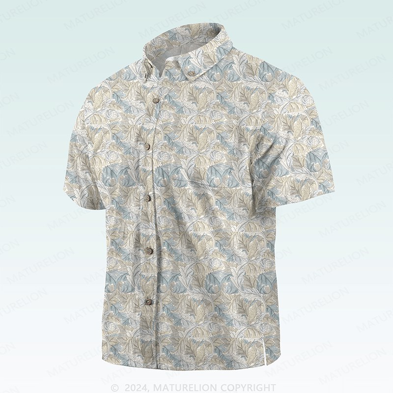 Maturelion Men's Button Pocket Shirt Tropically Mischievous Hawaiian Shirt