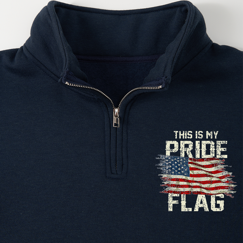 Maturelion Men's Sweatshirt This Is My Proud Flag Half Zip Fleece Sweatshirt