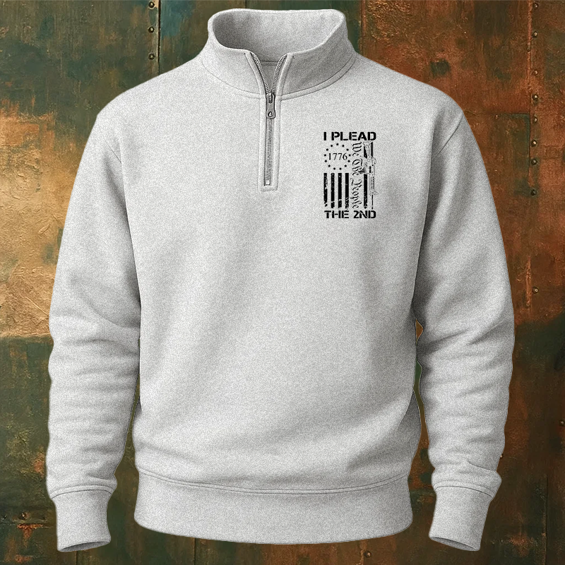 Maturelion Men's Sweatshirt I Plead The 2nd Amendment We The People AR15 Pro Gun Half Zip Fleece Sweatshirt