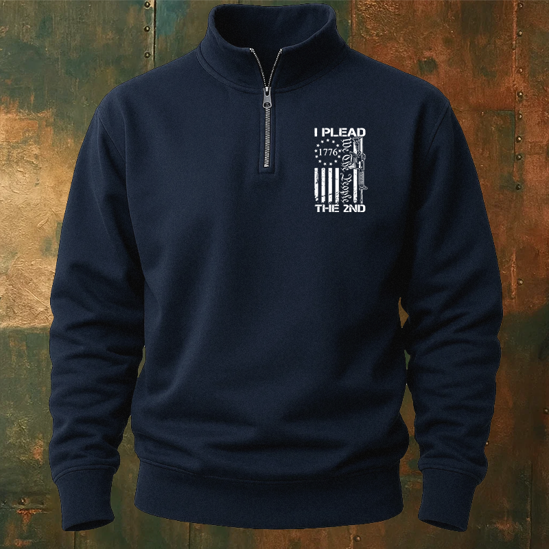 Maturelion Men's Sweatshirt I Plead The 2nd Amendment We The People AR15 Pro Gun Half Zip Fleece Sweatshirt