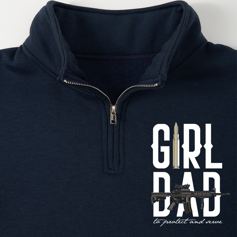 Maturelion Men's Sweatshirt Girl Dad Half Zip Fleece Sweatshirt