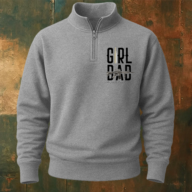 Maturelion Men's Sweatshirt Girl Dad Half Zip Fleece Sweatshirt