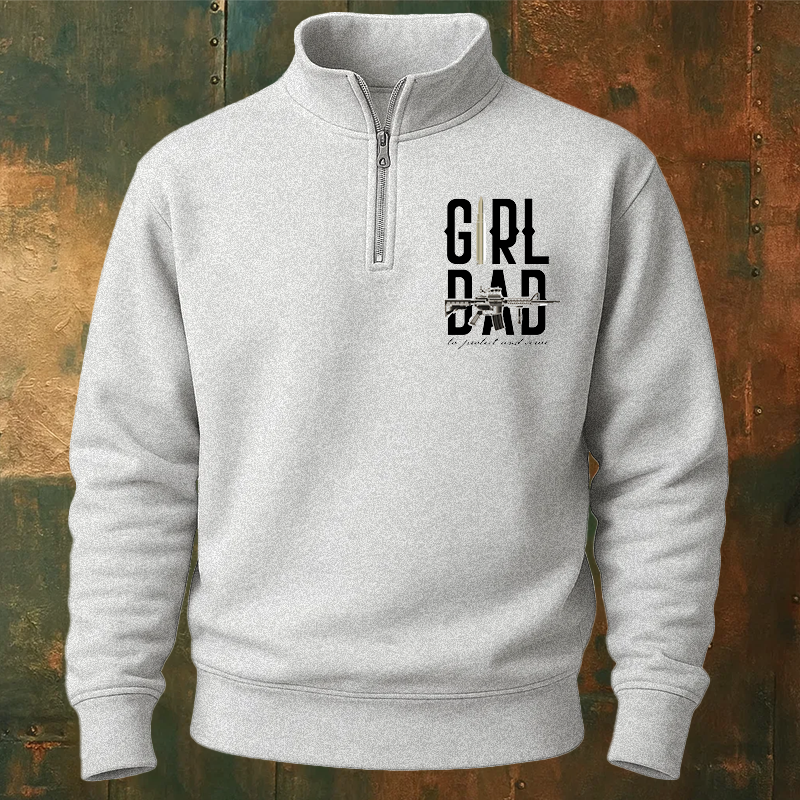 Maturelion Men's Sweatshirt Girl Dad Half Zip Fleece Sweatshirt
