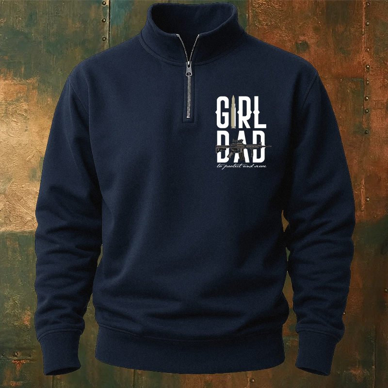 Maturelion Men's Sweatshirt Girl Dad Half Zip Fleece Sweatshirt