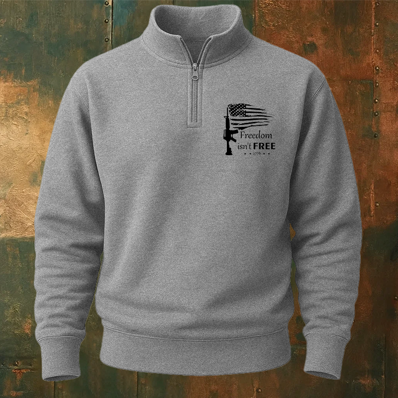 Maturelion Men's Sweatshirt Freedom Isn't Free Half Zip Fleece Sweatshirt