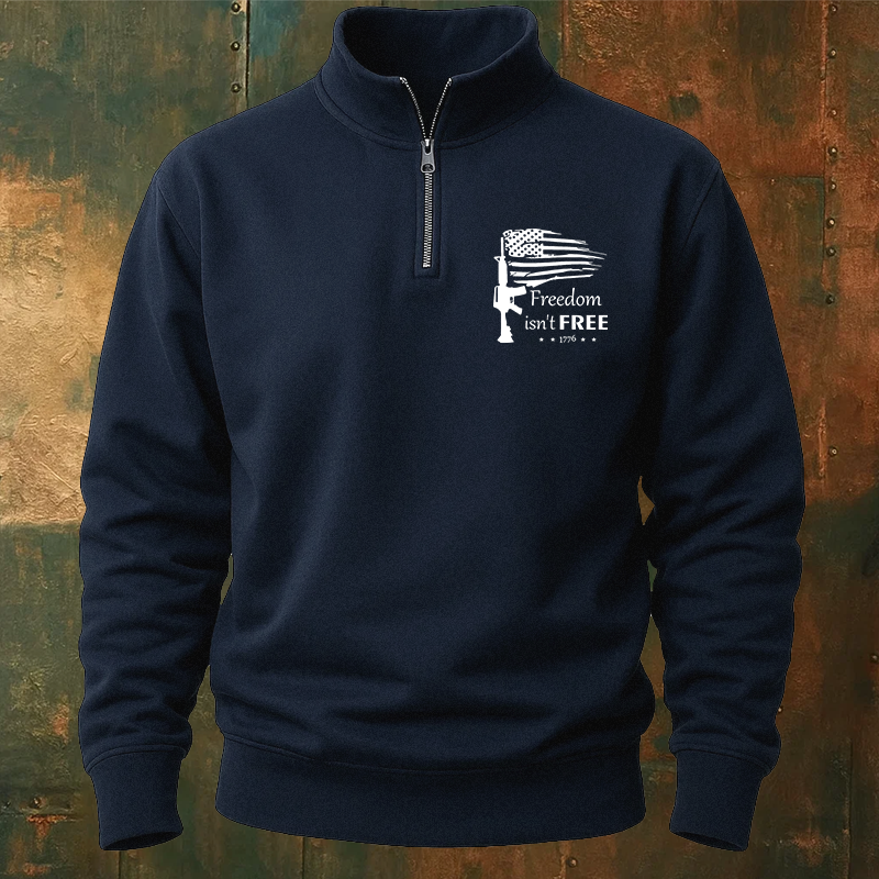 Maturelion Men's Sweatshirt Freedom Isn't Free Half Zip Fleece Sweatshirt
