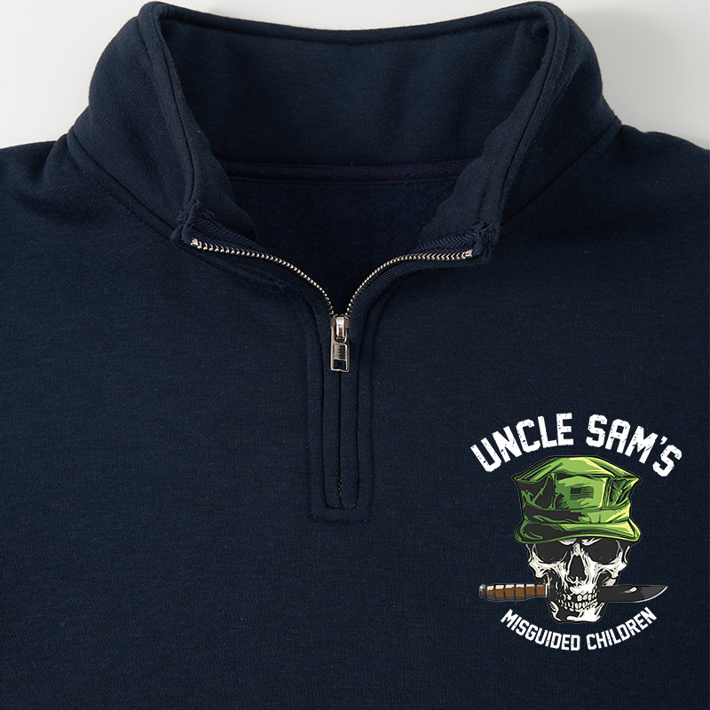 Maturelion Men's Sweatshirt Uncle Sam's Misguided Children Half Zip Fleece Sweatshirt
