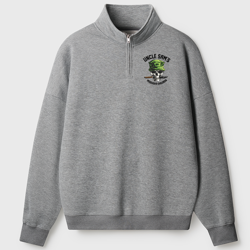 Maturelion Men's Sweatshirt Uncle Sam's Misguided Children Half Zip Fleece Sweatshirt