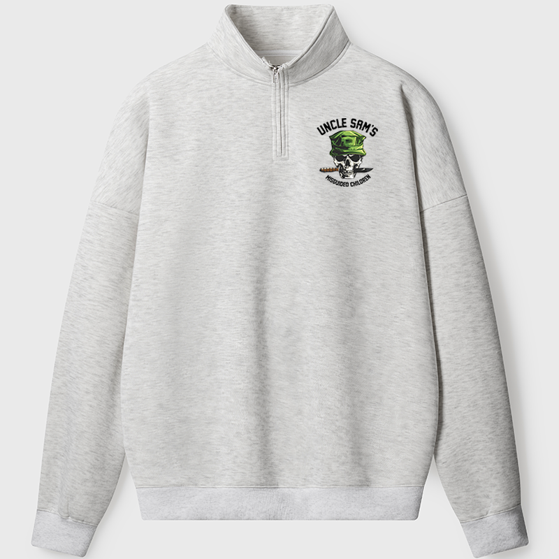 Maturelion Men's Sweatshirt Uncle Sam's Misguided Children Half Zip Fleece Sweatshirt