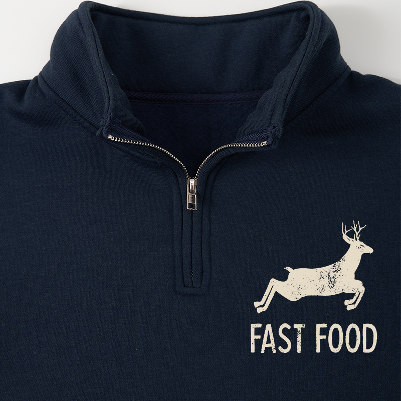 Maturelion Men's Sweatshirt Fast Food Half Zip Fleece Sweatshirt