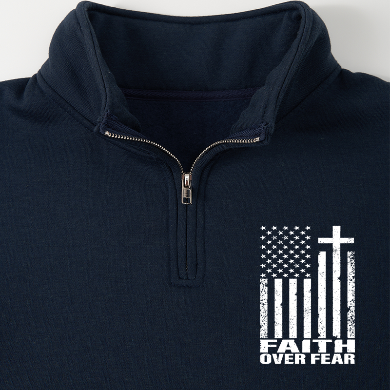 Maturelion Men's Sweatshirt Faith Over Fear Half Zip Fleece Sweatshirt