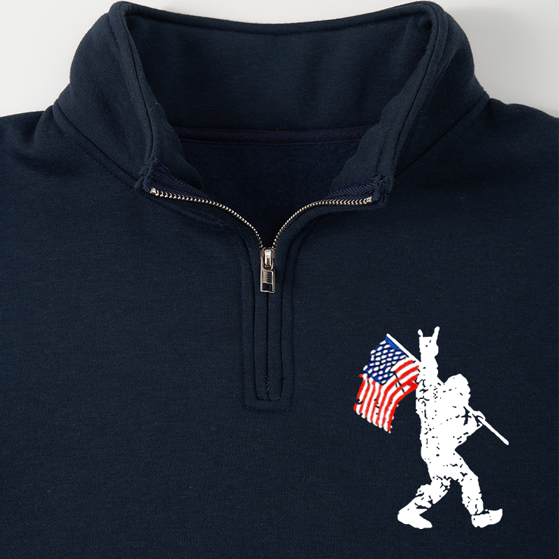 Maturelion Men's Sweatshirt Bigfoot Half Zip Fleece Sweatshirt